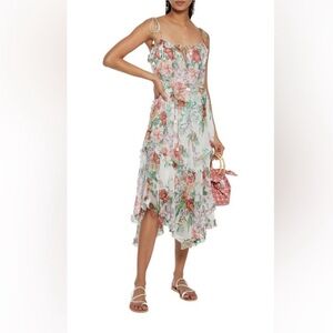 Zimmermann Bellitude Tiered Floral
Print Silk-Crepon Midi Dress